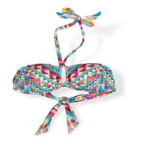 Bar III Multi-Color Bandeau Halter Bikini Top
